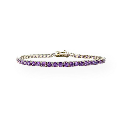 Purple Degradé Tennis Bracelet, 3 mm in 925 Silver