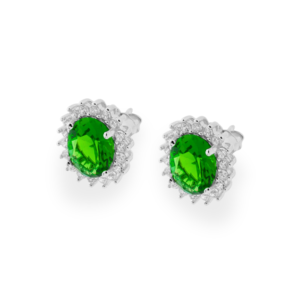 Set Kate Ovale Verde, in Argento 925 con Zirconi