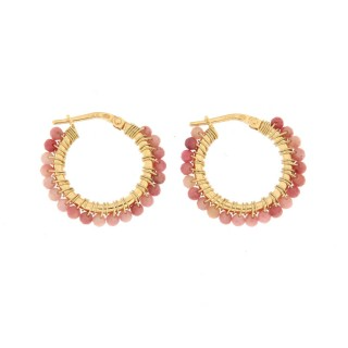 Orecchini Cerchio 25mm con Pietre Naturali, Argento S92