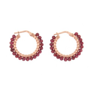 Orecchini Cerchio 25mm con Pietre Naturali, Argento S92