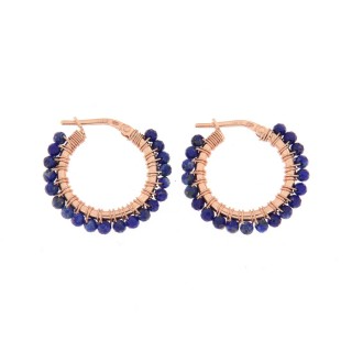 Orecchini Cerchio 25mm con Pietre Naturali, Argento S92