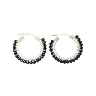 Orecchini Cerchio 25mm con Pietre Naturali, Argento S92