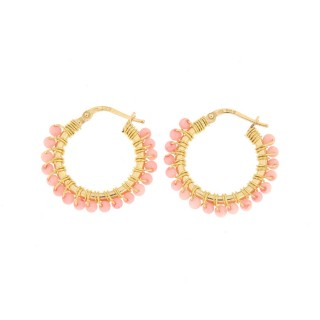 Orecchini Cerchio 25mm con Pietre Naturali, Argento S92