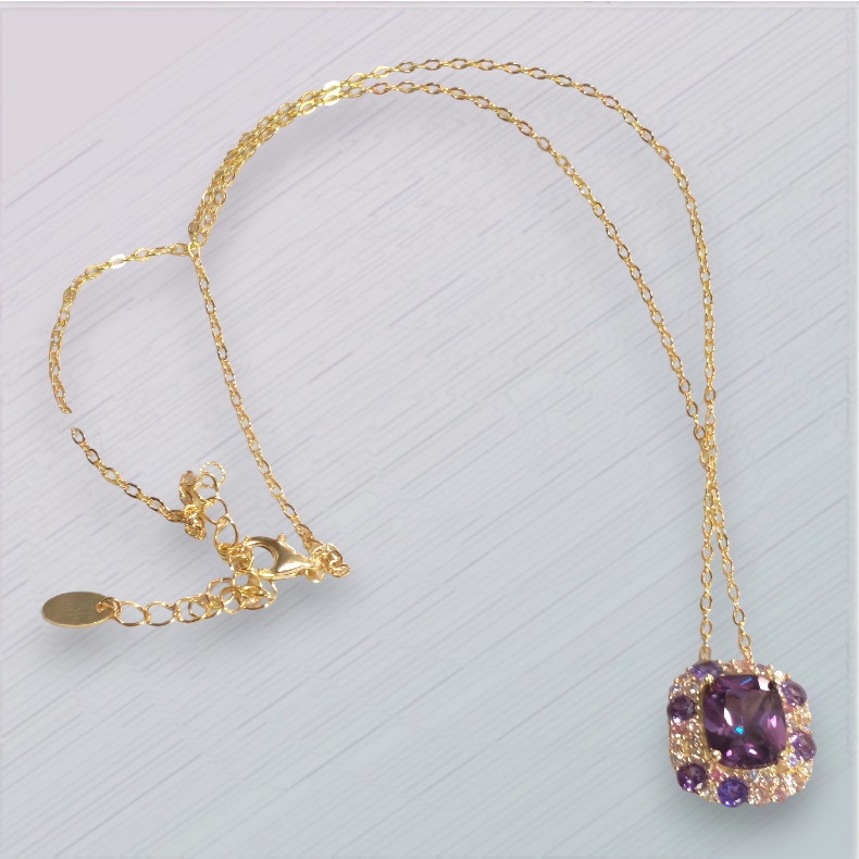 Collana Rerrtangolo Brillante, in Argento 925