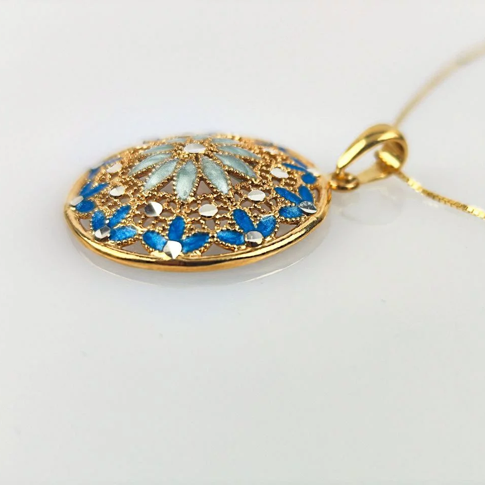 Collana con Ciondolo Rosone in Filigrana Preziosa, Argento s925