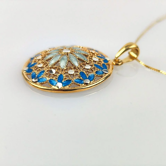 Collana con Ciondolo Rosone in Filigrana Preziosa, Argento s925