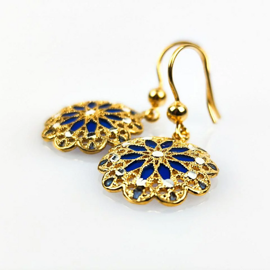 Orecchini Pendenti Fiore in Filigrana, Argento 925