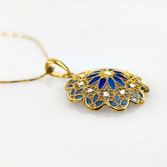 Collana con Ciondolo Fiore in Filigrana Preziosa, Argento s925