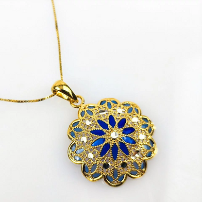 Collana con Ciondolo Fiore in Filigrana Preziosa, Argento s925