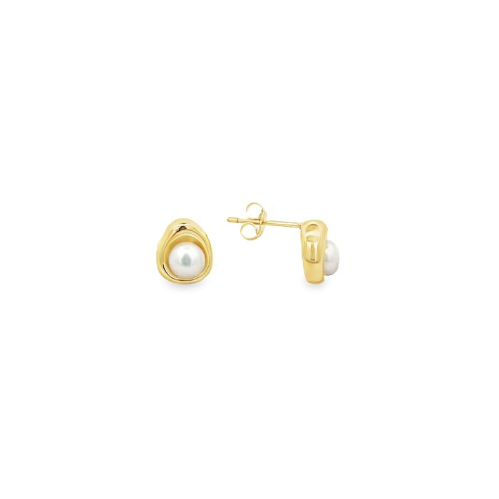 Daisy Stud Earrings with Zircon and Pearls