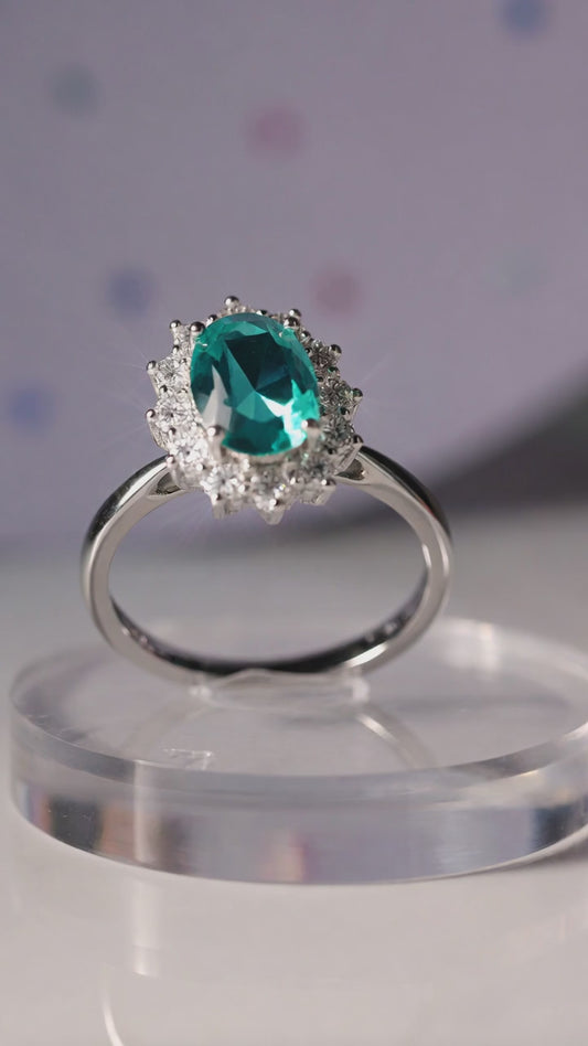 Anello Kate Paraiba, in ARGENTO S925 e zirconia 5A