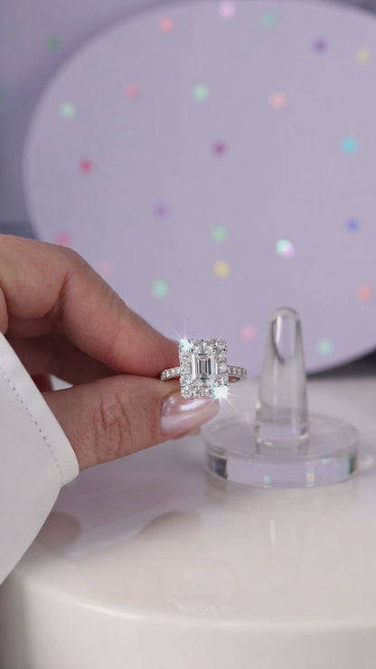 Anello Rettangolare Princess in MOISSANITE USA, in Argento S925
