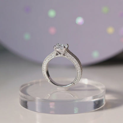 4-Petal Flower Ring, in S925 Silver and Zircons
