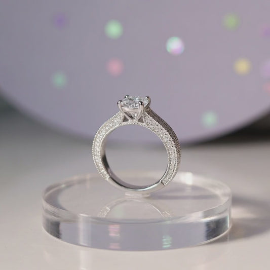 Anello Solitario Principessa in MOISSANITE USA, in Argento S925