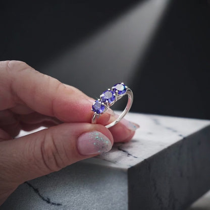 Anello TRILOGY color Tanzanite, ARGENTO S925