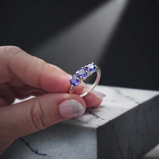 Anello TRILOGY color Tanzanite, ARGENTO S925