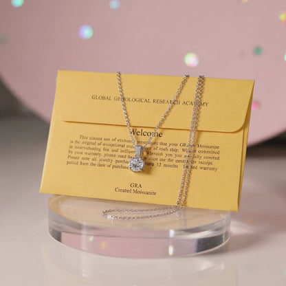 Collana Solitario  Luxury in MOISSANITE USA, in Argento S925