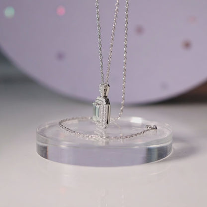 Collana Rettangolo Luxury in MOISSANITE USA, in Argento S925