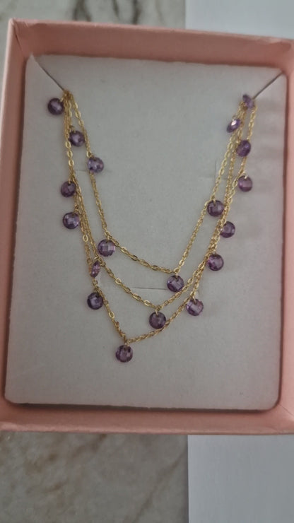 Zircon Heart Necklace, S925 Silver