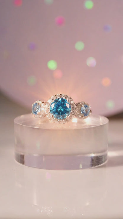 Large square trilogy in 925 silver and zirconia 