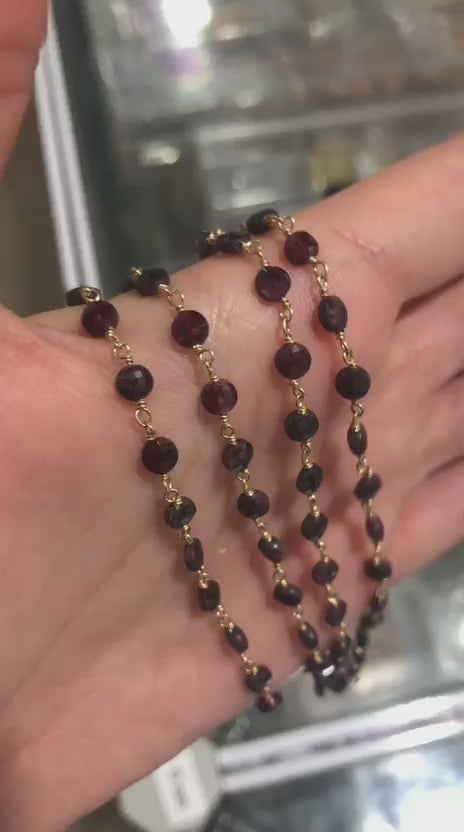 Collana in GRANATO PURO taglio moneta, Argento S925