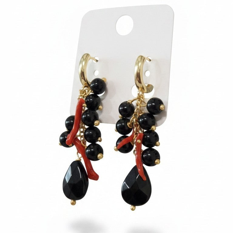 Long Necklace with Multicolor Sapphire Stones, S925 Silver and Gold