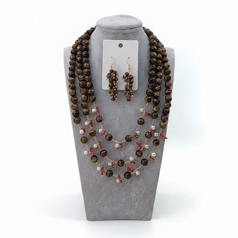 Long Necklace with Multicolor Sapphire Stones, S925 Silver and Gold