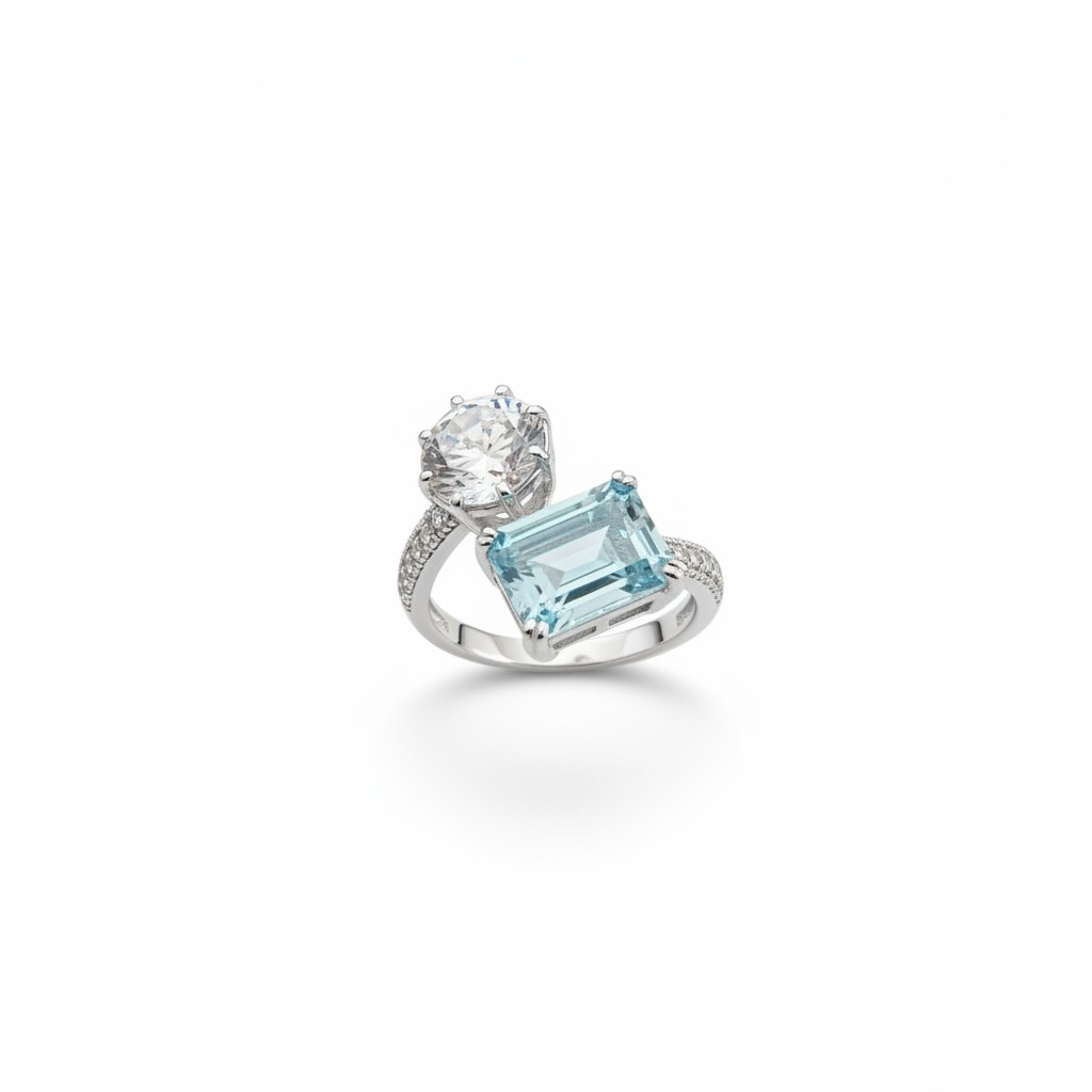 Anello Contrariè Acquamarina, Argento s925