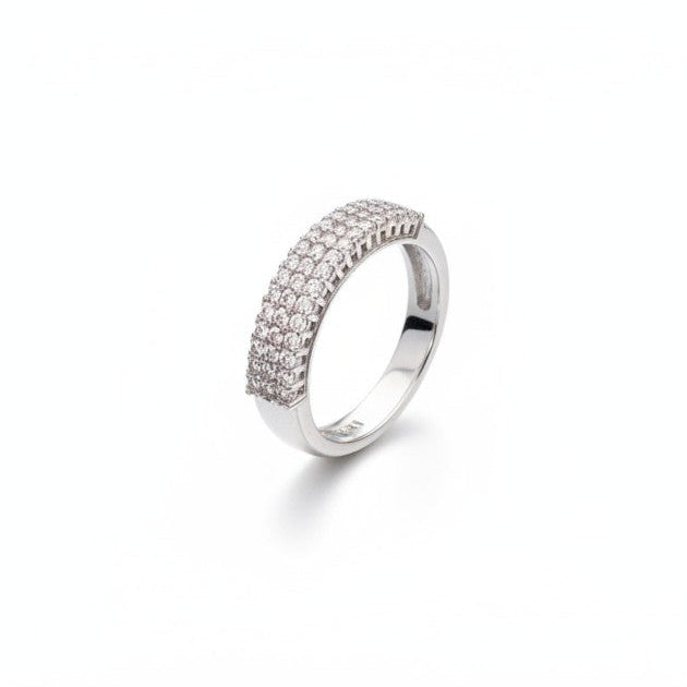 Anello Semi Veretta Luxury in MOISSANITE USA, in Argento S925