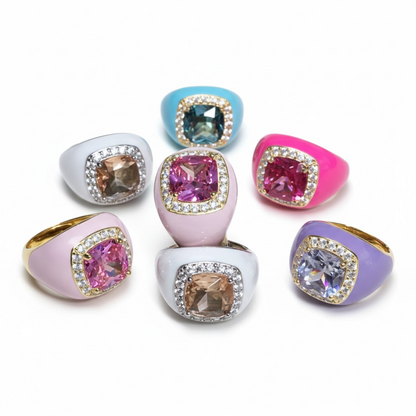 925 Silver Chevalier Ring with Square Zircon