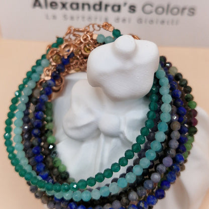 Bracciali con Pietre Naturali Colori Freddi, Argento s925, Produzione Propria