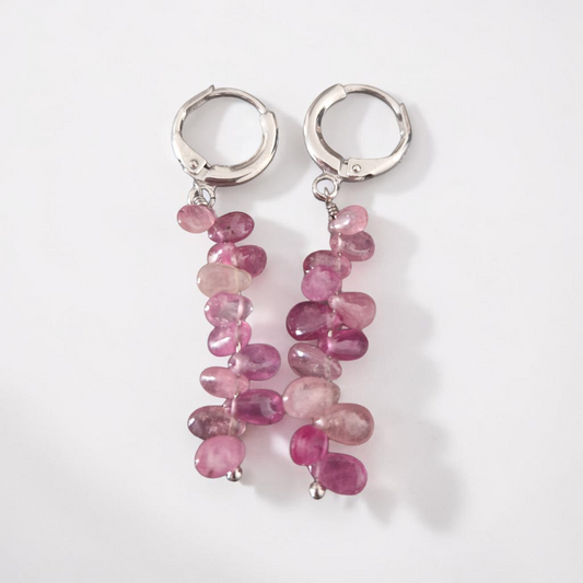 Orecchini Pendenti con gocce Zaffiro Multicolor, Argento s925