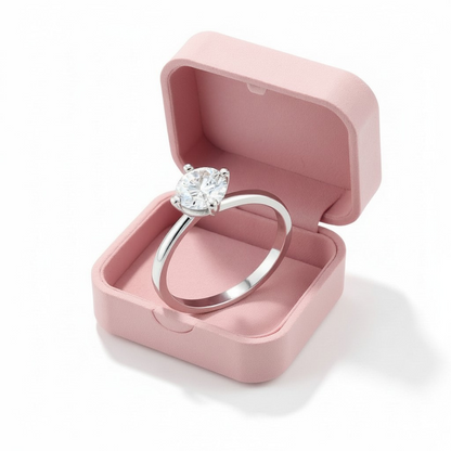 Anello Solitario MOISSANITE certificata, in Argento S925