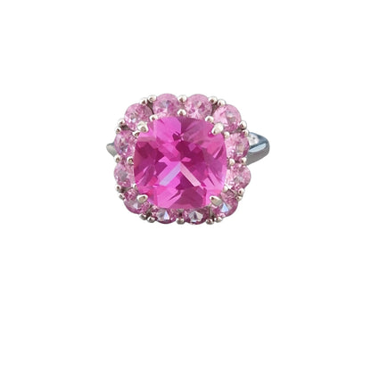 Anello Quadrato Brilliance Rosa, Argento s925