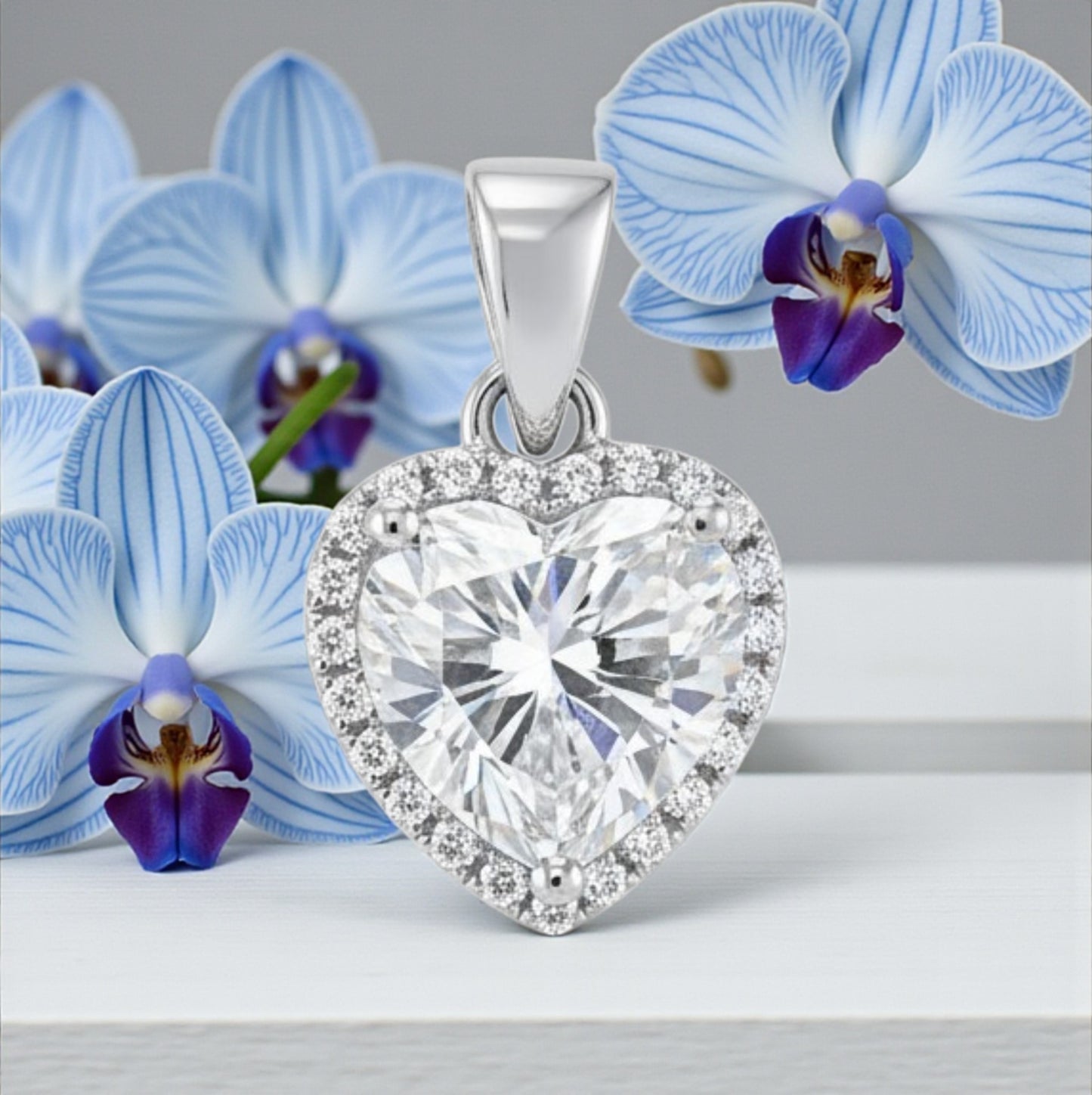 Ciondolo Cuore in MOISSANITE USA, in Argento S925