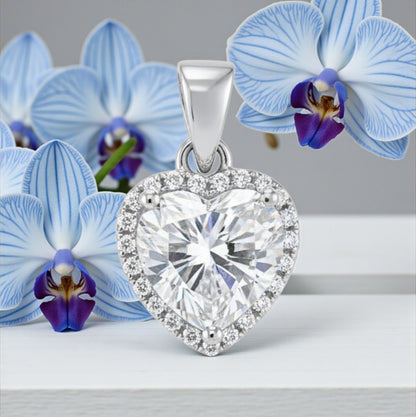 Ciondolo Cuore in MOISSANITE USA, in Argento S925