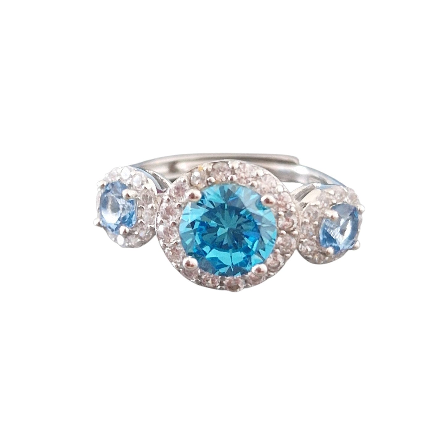 Large square trilogy in 925 silver and zirconia 