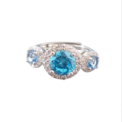Large square trilogy in 925 silver and zirconia 