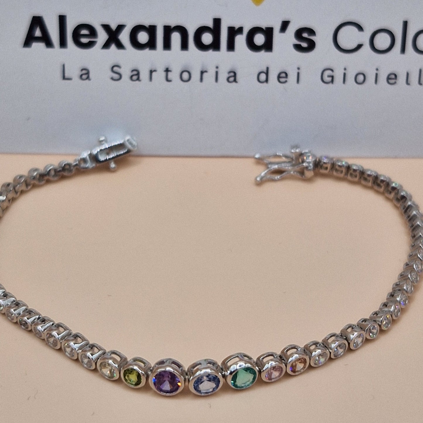 Bracciale Tennis Pallini Multicolor - in Argento S925