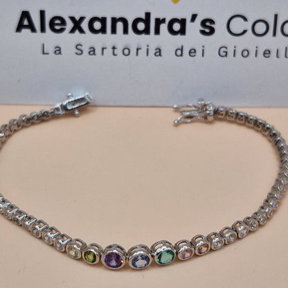 Bracciale Tennis Pallini Multicolor - in Argento S925