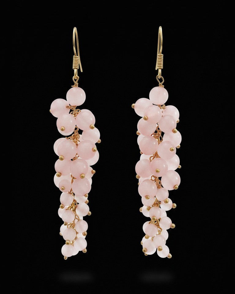 Orecchini a Grappolo Rosa, Argento s925 + ottone