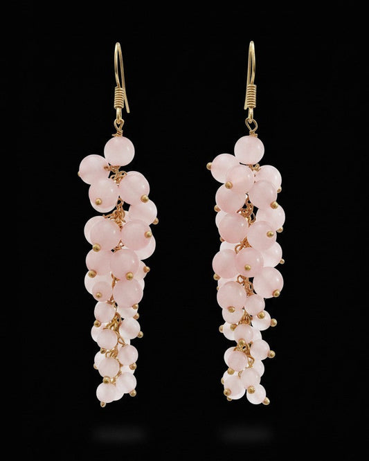 Orecchini a Grappolo Rosa, Argento s925 + ottone