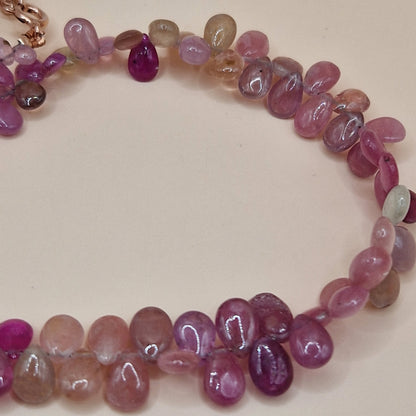 Collana Preziosa di Gocce di Zaffiro MUlticolor, Argento s925, Realizzata a mano