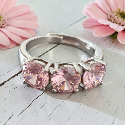 Anello Trilogy Rosa, in Argento S925 e Zirconi