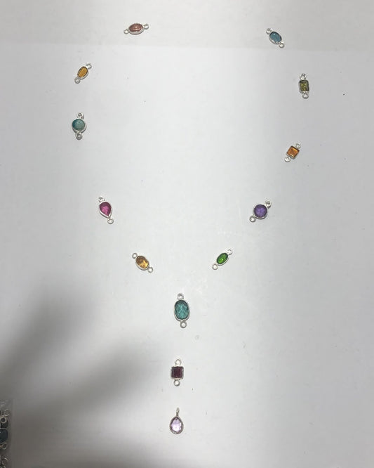 Collana in PIETRE PREGIATE ad Y, Sottile, Argento S925