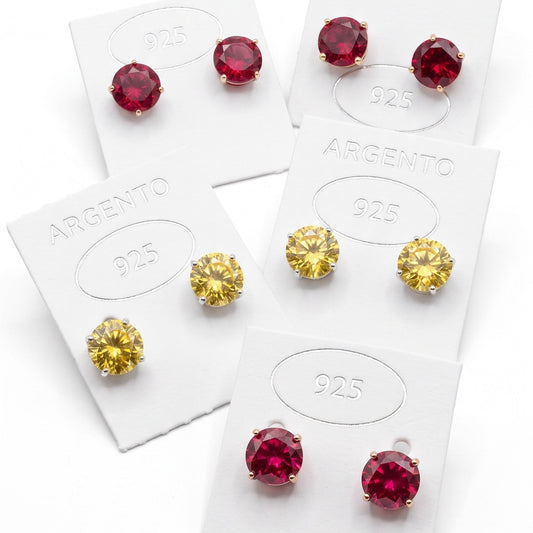 Orecchini Punto Luce COLORATI 7mm, Produzione Propria -  in Argento S925