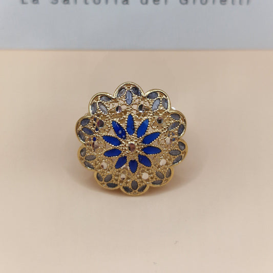 Anelli Fiore, Preziosi , in Filigrana, Argento 925 e Bagno in Oro