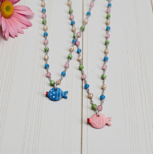 Collana Color con Pesciolino, Argento s925