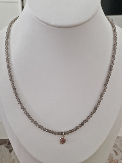 Collane con Perline di Pietre Naturali e Ciondolo, in Argento s925