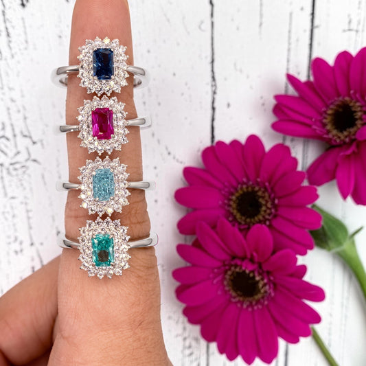 Anello Kate Rectangle Color Reale, Argento s925